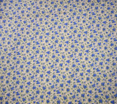 30s Reproduction Fabric By Half-Yard Sm Medium Blue Floral White Calico Cotton