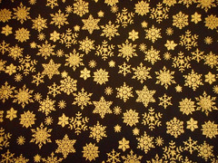 Christmas Fabric By Half-Yard Metallic Gold Snowflakes Black Premium Cotton 10