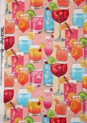 Food Alcohol Beverage Drink Peach Fabric By Yard Mixology Cotton 3 Wishes
