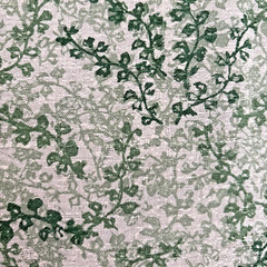 Green Leaf & Vine NEW Remnant 45w” X 3yds Cotton Blend Linen-Look No Flaws