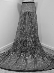 Silver Black Sprinkles Glitter Sequins lace fabric 50″ width Sold By The Yard