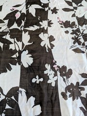 Black, White, Pink Floral Silk Chiffon Apparel Fabric Remnant – 1.6 Yards x 55″