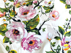 Vintage Heavy Upholstery Fabric Pink Floral Cotton 55″ – 4 1/2 yards