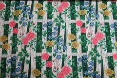 FABRIC TRADITIONS 100% Cotton YARDAGE Dark Green White Florals FLOWER TRELLIS