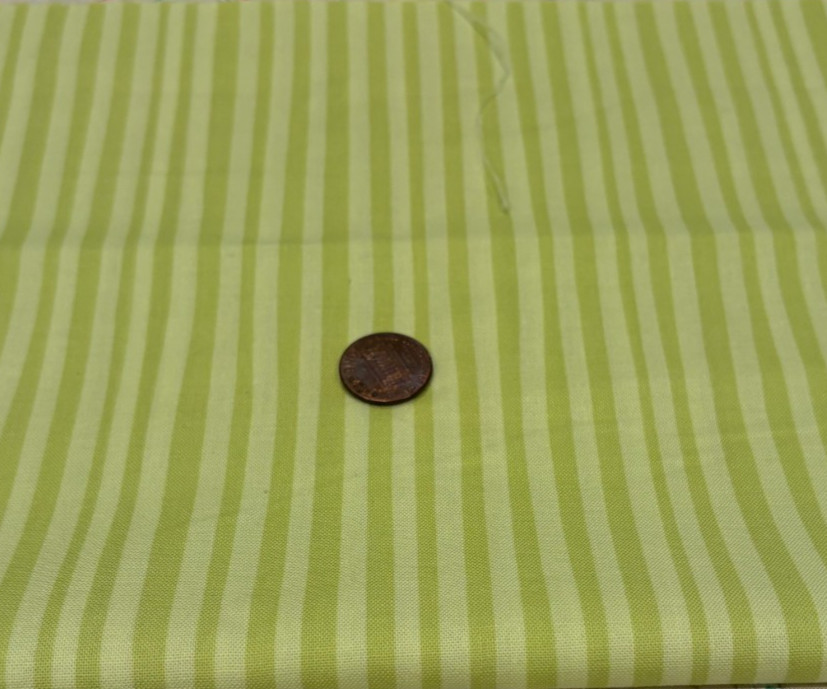 Lime Colored Stripes * Keepsake Calico for JoAnn * 100% Cotton Remnant* 8″ x 22″