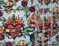 100% Cotton Woven Novelty Fabric Hot Ghoul Summer Tattoo By The 1/4 Yard 9×56