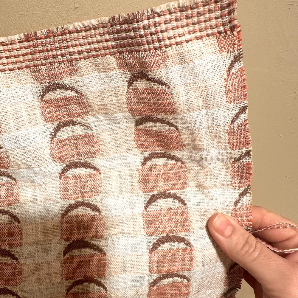 2 yds Rebecca Atwood INDOOR OUTDOOR Uphol Fabric- Crescent Plaid / Shell Pink