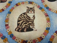 Cotton Fabric Kitty Cats All Over Print in Floral/Flower Circles 92″ x 46″