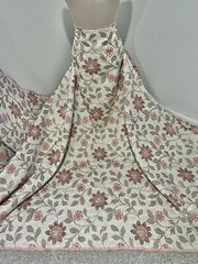 Rose Pink Gold Ivory Floral Metallic Brocade Fabric 50” Width Sold By The Yard
