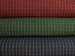 Red Green Blue Small Window Pane Plaid Woven Cotton Primitive Homespun Fabric