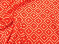 Printed Bullet Liverpool Textured Fabric 4 way Stretch Red Cream Diamond T101