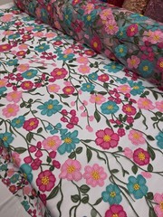 Fuchsia Floral Lace Embroidery Pink Floral Clear Mesh Lace Sold By Yard For Dres