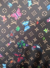 1 yard pre owned used fabric print spandex 4 way stretch