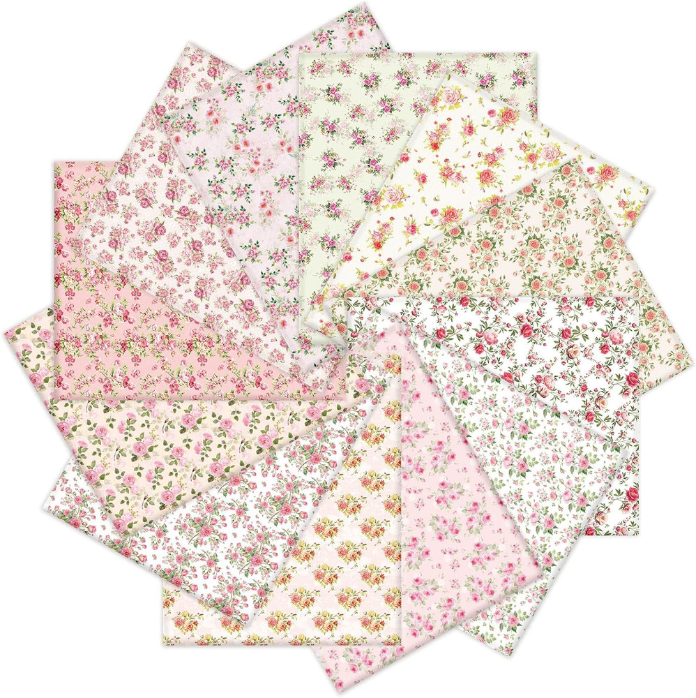 12 Pcs Spring Cotton Fabric Bundles 18 X 22 Inch Floral Quilting Fabric