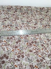 Cotton Chiffon Brown Rust Green Small Print on Light Brown 1 Yard x 62″ Width