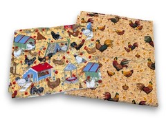 1.7 yd Chicken Coop Quilting Fabric Rustic Farm Cottage Rooster Garden