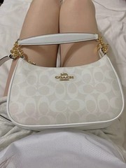 US C.OACH White CA548 Teri Shoulder Bag In Leather Coated Canvas Glacier-