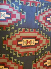 Vintage Sewing Fabric General Cotton Blue Purple Southwest Tribal 1.2ydX45″