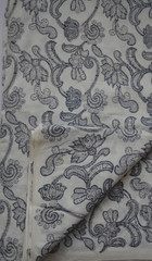 Hand Block 5 Yard White & Gray 100%Cotton Fabric NO TARRIF CHARGES 100%✅KK18