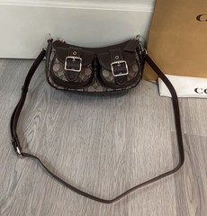 Ashton Bag In Signature Jacquard CBJ00 Silver/Oak/Maple new