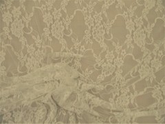 Embroidered Stretch Lace Apparel Fabric Sheer Metallic Floral Ivory DD403