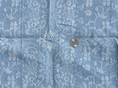 1 3/4 YDS X 46 COTTON BLEND JACQUARD LIGHT BLUE WHITE MEDIUM WEIGHT FABRIC