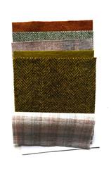 Hand Dyed Wool for appliqué, rug, crafts: (6) 4.5″ Charm Sq; Spring ETone 4.5-1