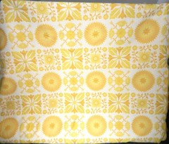 Vtg Sunshine Yellow Fabric Floral Repeat Quilt Block Pattern DCO BTY 54″ T61