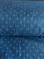 Japanese Cotton Fabric Deep Petrol Blue Textured Cross Pattern 42″W -By The Yard