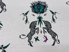 Clarke & Clarke Whimsical Giraffe Zebra Fabric- Creatura Linen / Yellow 7.50 yds