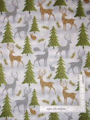 Christmas Reindeer Tree Gray Cotton Fabric Wilmington Holiday Meadow By The Yard