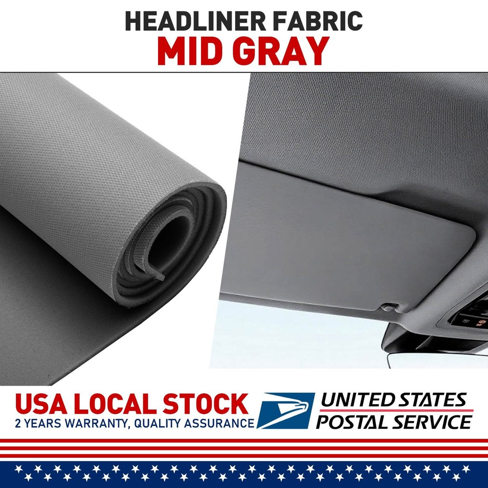 Flat Knit Headliner Fabric W Foam Medium Gray Repalce/Repair/Damage New