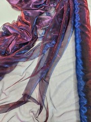 Fabric By The Yard Iridescent Mesh Stretch Two Tone Blue Red