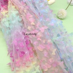 Exquisite Gradient butterfly Embroidered lace fabric mesh tulle for Wedding