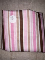 Vintage Fabric Lot Pink Shoes & Pink Brown Stripe Quilting Craft Sewing Remnants