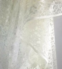 Ivory Polyester Sheer Mesh Floral Pattern Raschel Lace 60″ Fabric By The Yard