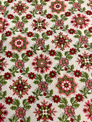 VTG `40-60 Pennsylvania Dutch Cheater Pink Green on White 36″ Wide 36″x12 ½ “