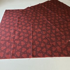 Autumn Leaf Fabric Remnants 2pc 21×21 Brown Red Quilting Craft Fabric