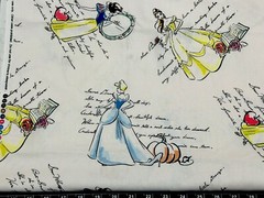 Fat Quarter 18”x21” Princess Cinderella Bell Snow White Disney Cotton Fabric