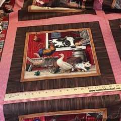 Farm Barn cotton fabric 6 Pillow Quilt Cheater Blocks 45″x53″ VIP Cranston
