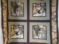 Springs Creative WOLVES 100% Cotton WOLF & Pup 4 Pillows Panel Fabric NEW
