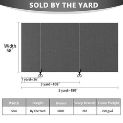 600D Outdoor Marine Canvas Fabric Heavy Duty Waterproof UV Fade Resistant 58″ W