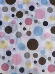 Polka Dot Fabric 3.75 Yard Remnant 100% Cotton Pink Blue Brown Gray Circle Print