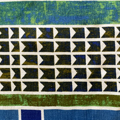 VTG 60s 5th Avenue Design Screen Printed Fabric Mid Century Modern 56 x 50 Blue