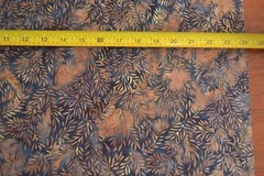 By 1/2 Yd, Brown Leaves on Black Batik, Indonesia, Hoffman, Hand-Painted, B516