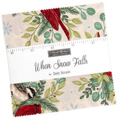 Moda WHEN SNOW FALLS Charm Pack, 100% Cotton 5″ Precut Fabric Squares (42 pcs)