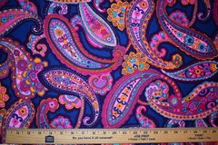 Vintage Vibrant Brushed Cotton Paisley Fabric 2 Yards 2″ x 44″ Wide Psychedelic