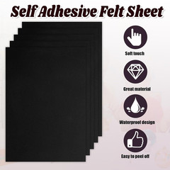 12Pcs Self Adhesive Felt Sheets, Black Felt Sheet with Adhesive Backing, 8×12 in