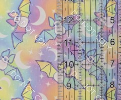100% Cotton Woven Novelty Fabric Rainbow Bats By The 1/4 Yard 9×56