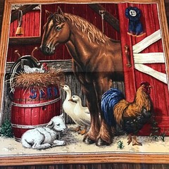 Farm Barn cotton fabric 6 Pillow Quilt Cheater Blocks 45″x53″ VIP Cranston